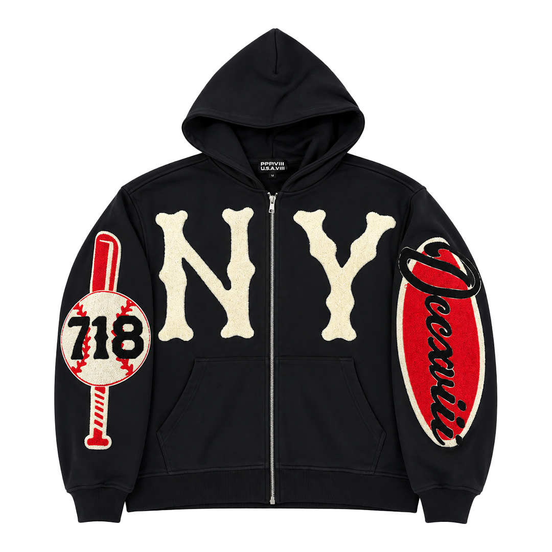 DCCXVIII “NY” Black/Red Zip Up Hoodie