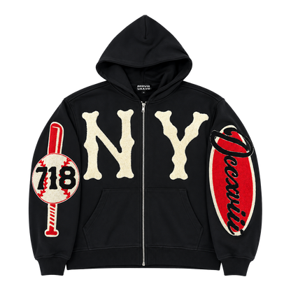 DCCXVIII “NY” Black/Red Zip Up Hoodie