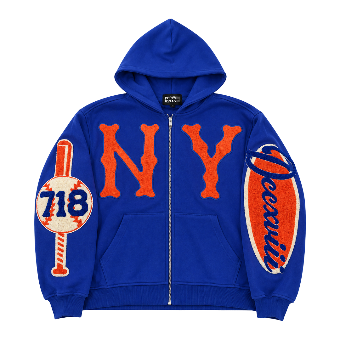 DCCXVIII “NY” Blue/Orange Zip Up Hoodie