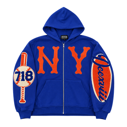 DCCXVIII “NY” Blue/Orange Zip Up Hoodie