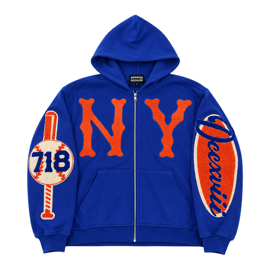 DCCXVIII “NY” Blue/Orange Zip Up Hoodie